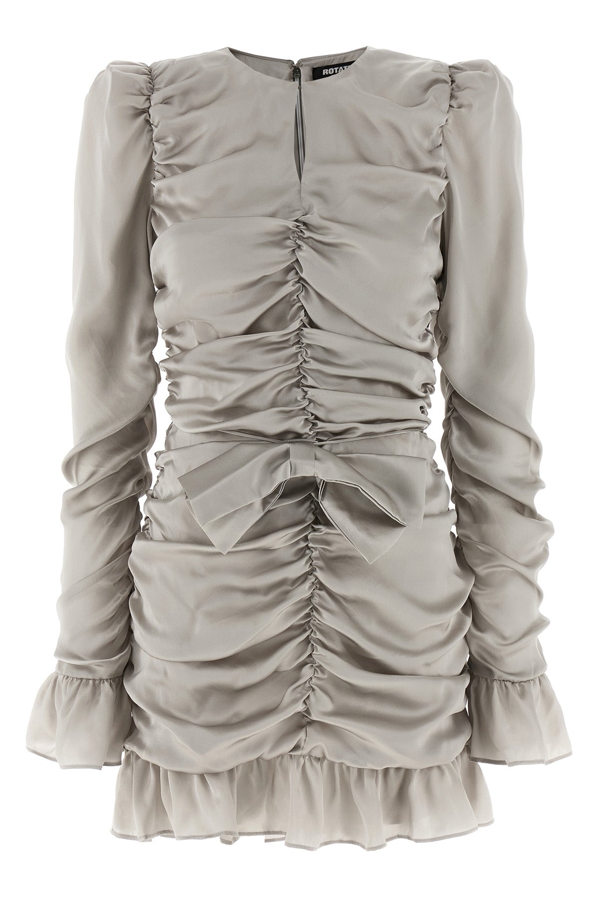 ls mini bow shiny silk dress