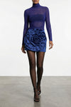 mesh rouched double layer semi-transparent mesh sweater