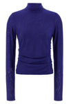 mesh rouched double layer semi-transparent mesh sweater