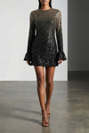 beaded ls mini fabric dress