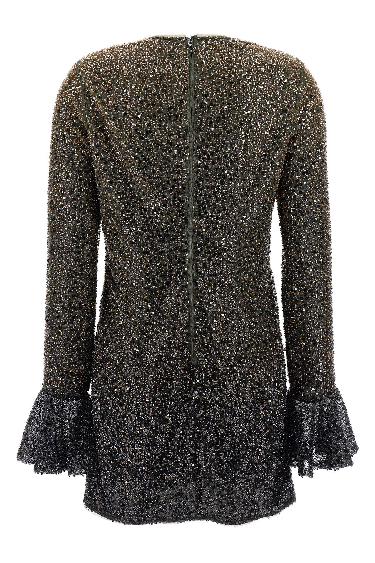 beaded ls mini fabric dress