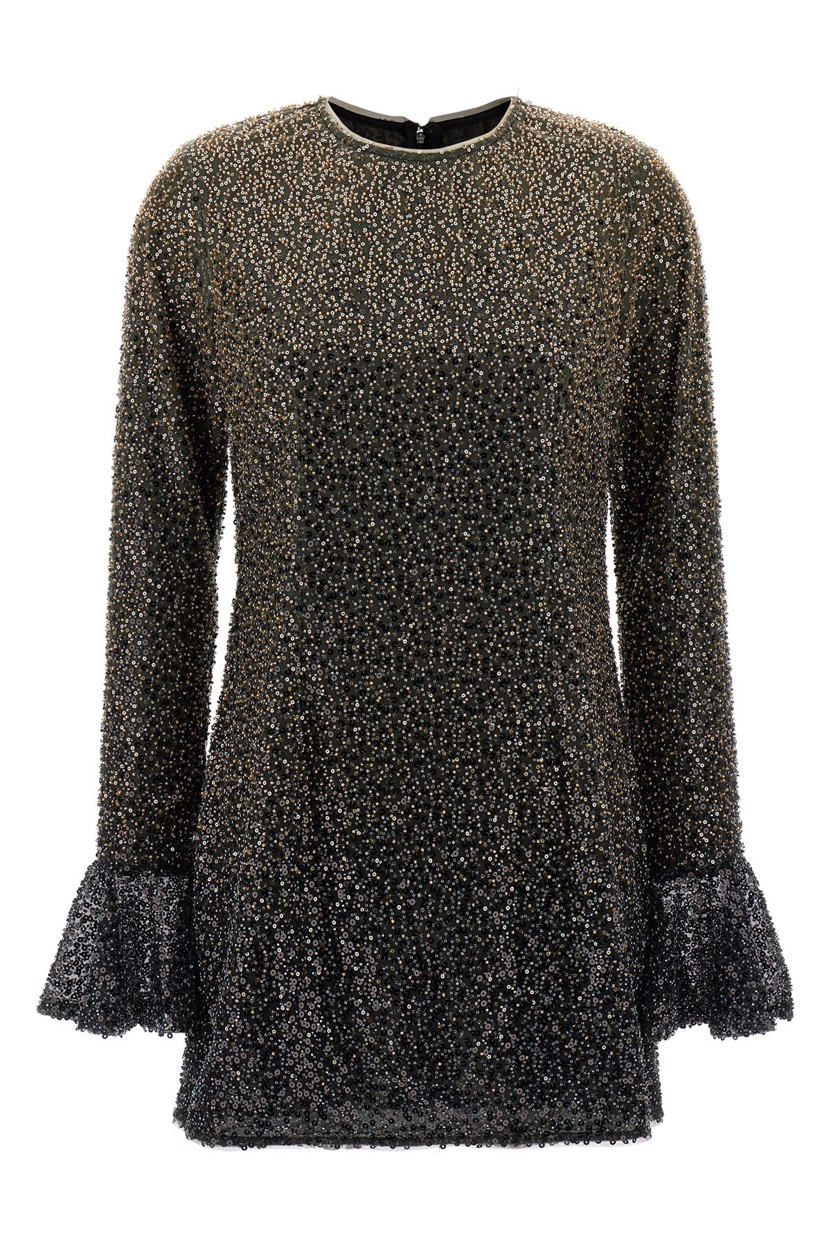 beaded ls mini fabric dress