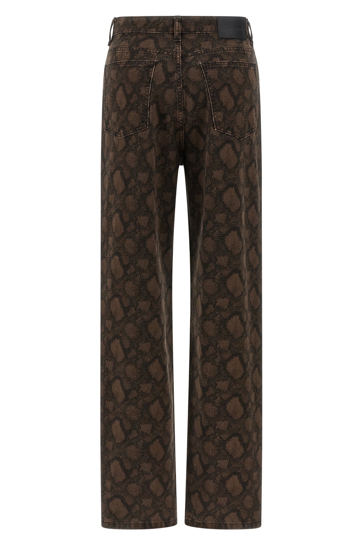 all-over animal print cotton denim jeans