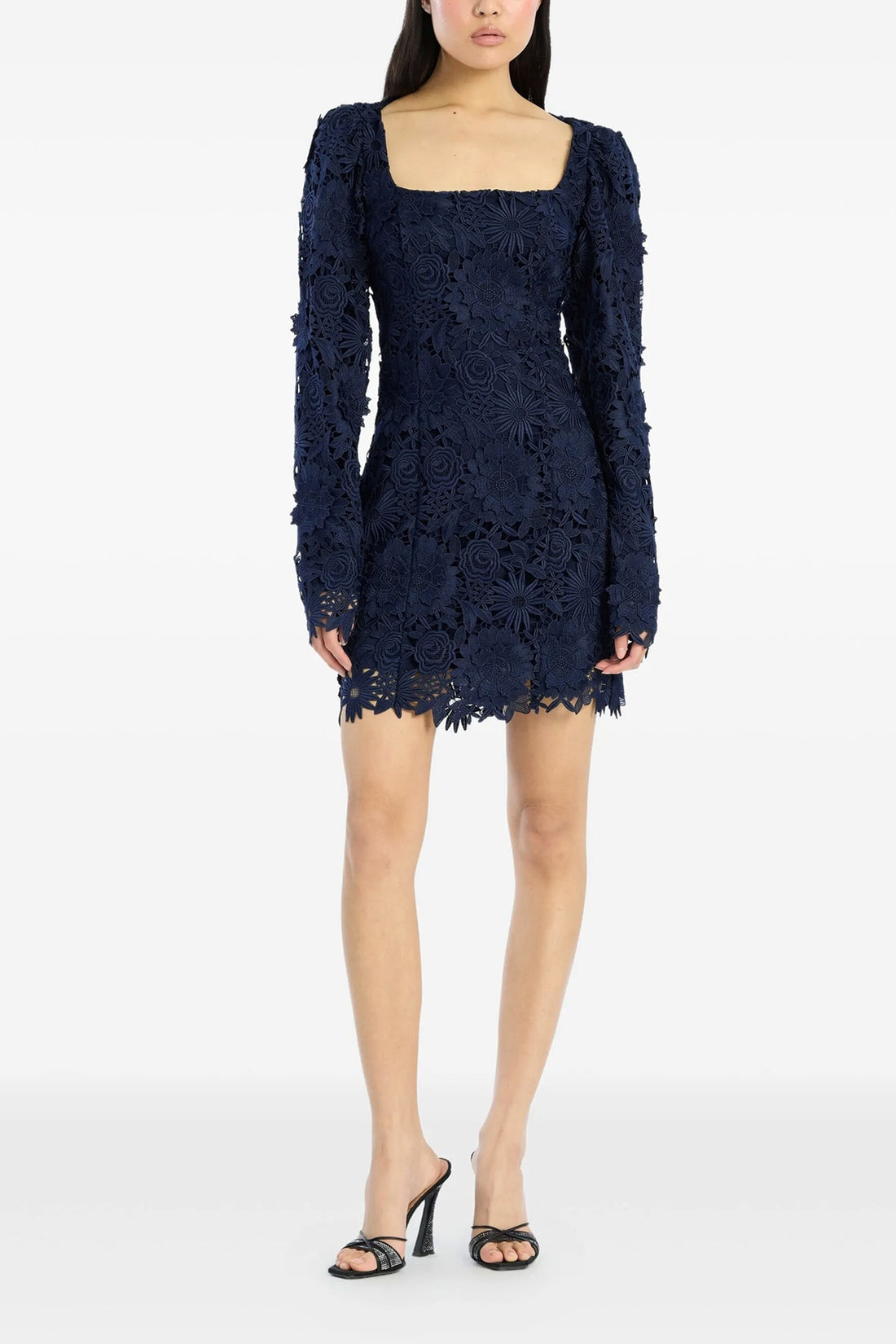 ROTATE BIRGER CHRISTENSEN 34 3d lace ls mini floral lace dress
