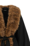 the rotate birger christensen faux fur collar jacket defines new volumes through
