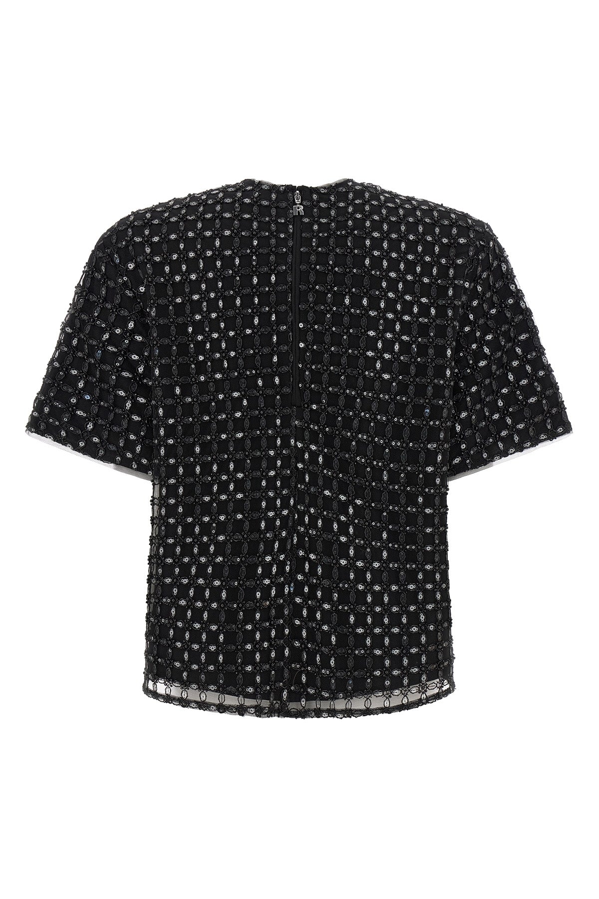 beaded oversize tulle evening top embroidered