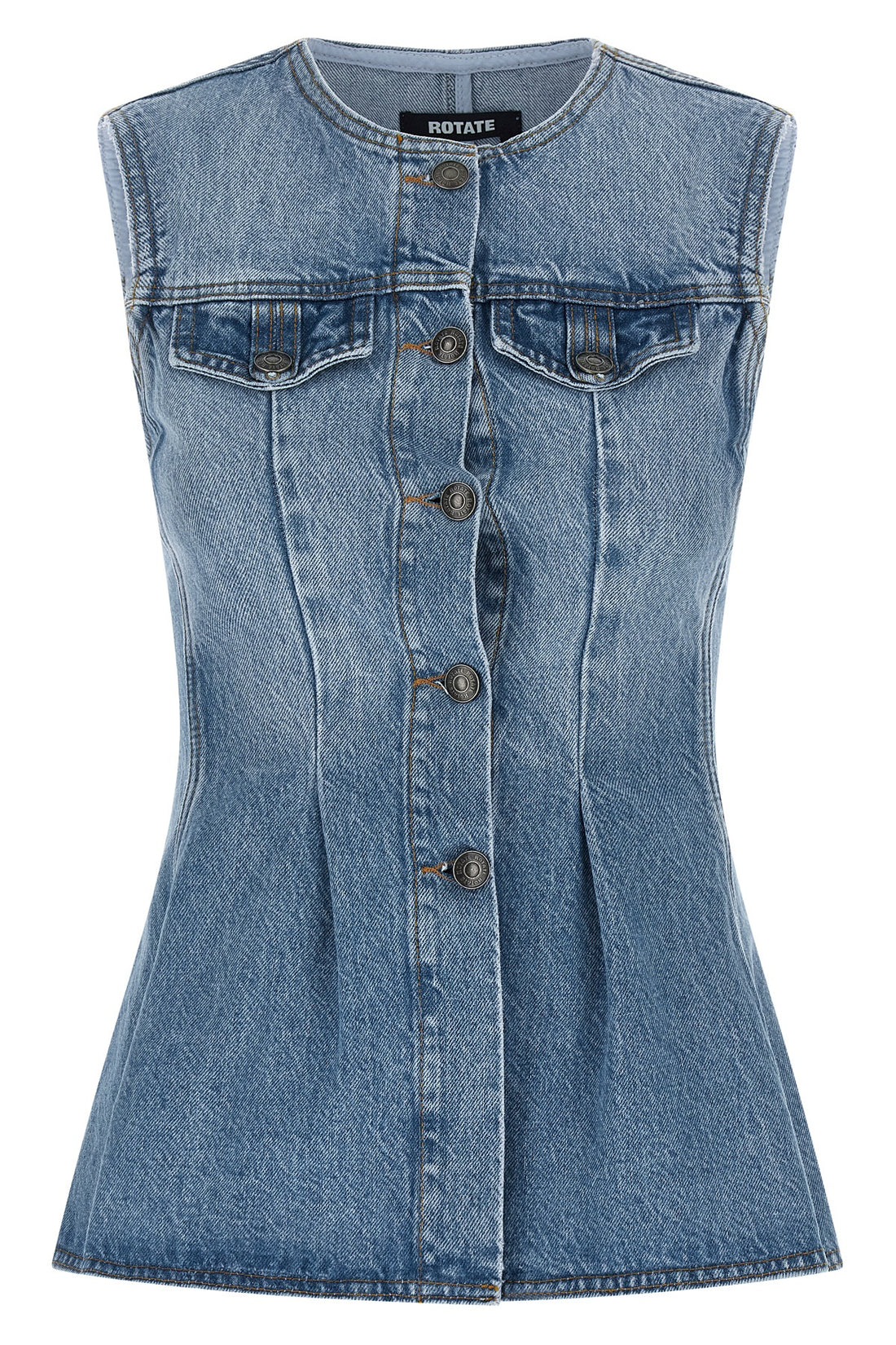 ROTATE BIRGER CHRISTENSEN 34 flared denim cotton top