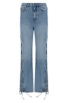 twisted lacing cotton denim jeans