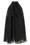 halterneck bow top in semi-transparent multi-layer fabric