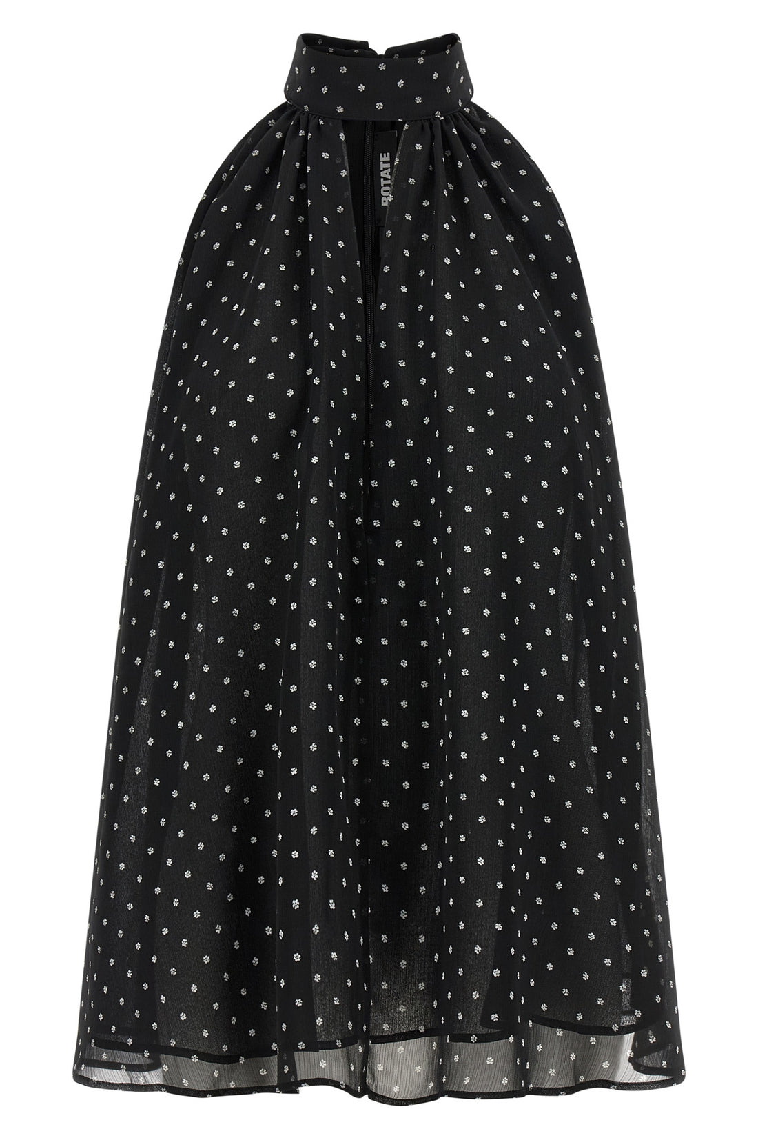 ROTATE BIRGER CHRISTENSEN 34 halterneck bow top in semi-transparent multi-layer fabric
