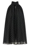 halterneck bow top in semi-transparent multi-layer fabric