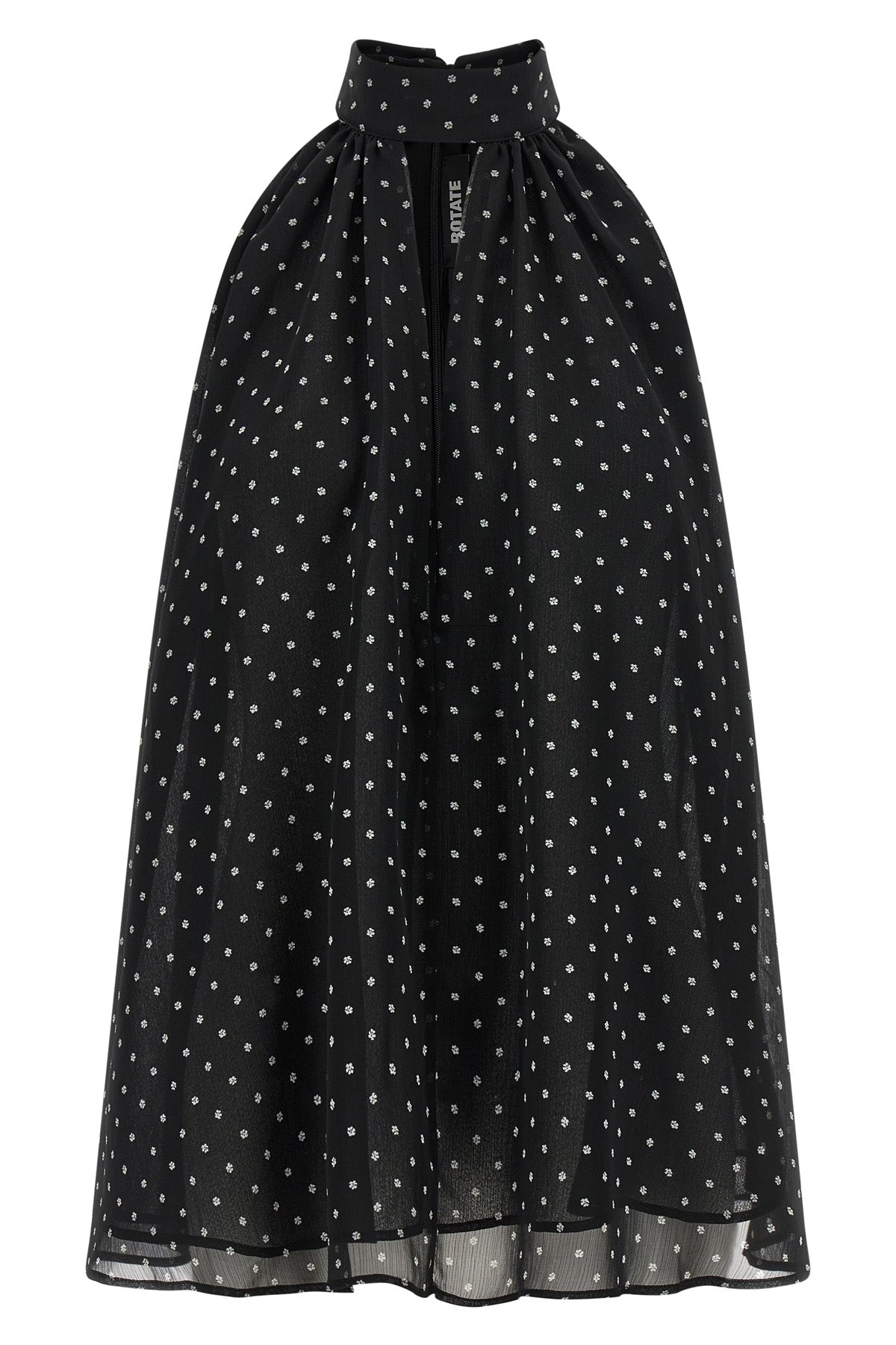 halterneck bow top in semi-transparent multi-layer fabric