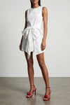sleeveless w/bow mini dress in cotton poplin