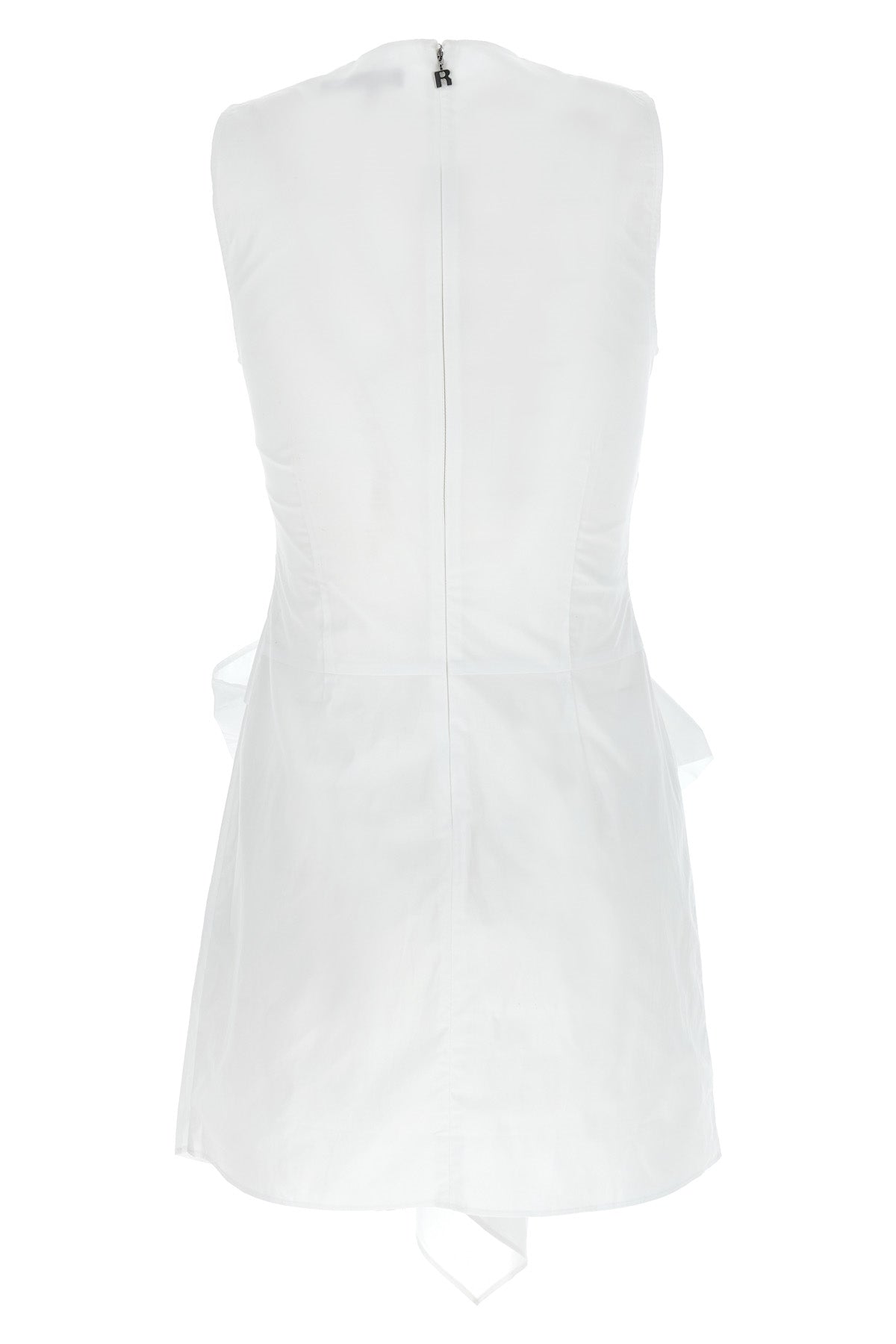 sleeveless w/bow mini dress in cotton poplin