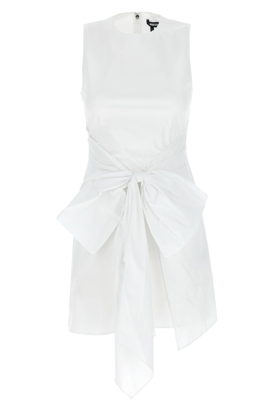 ROTATE BIRGER CHRISTENSEN 32 sleeveless w/bow mini dress in cotton poplin