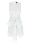 sleeveless w/bow mini dress in cotton poplin