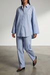 poplin tapered wide leg pants in cotton