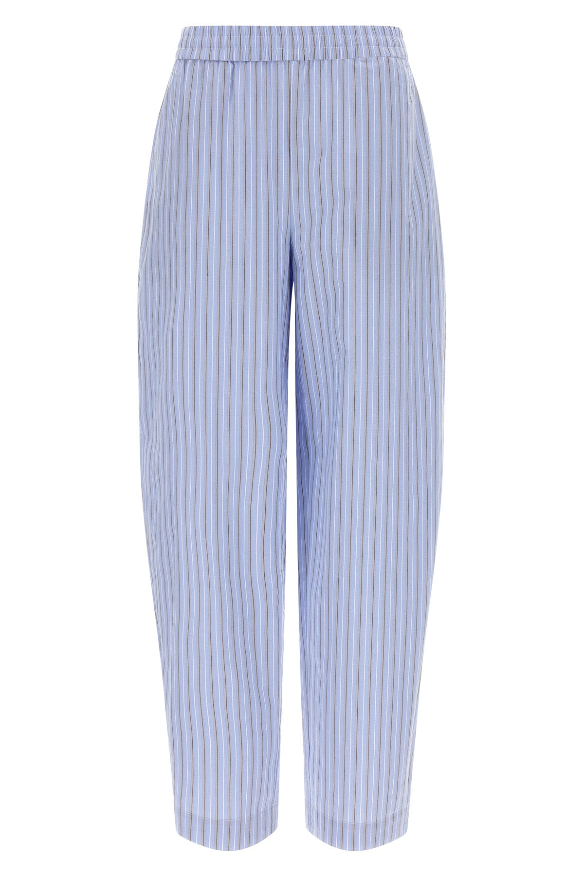 poplin tapered wide leg pants in cotton