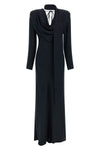 long satin maxi drapy dress in silk-effect fabric