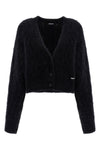 fluffy knit brushed wool blend cardigan