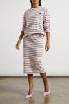 jersey midi striped stretch cotton skirt