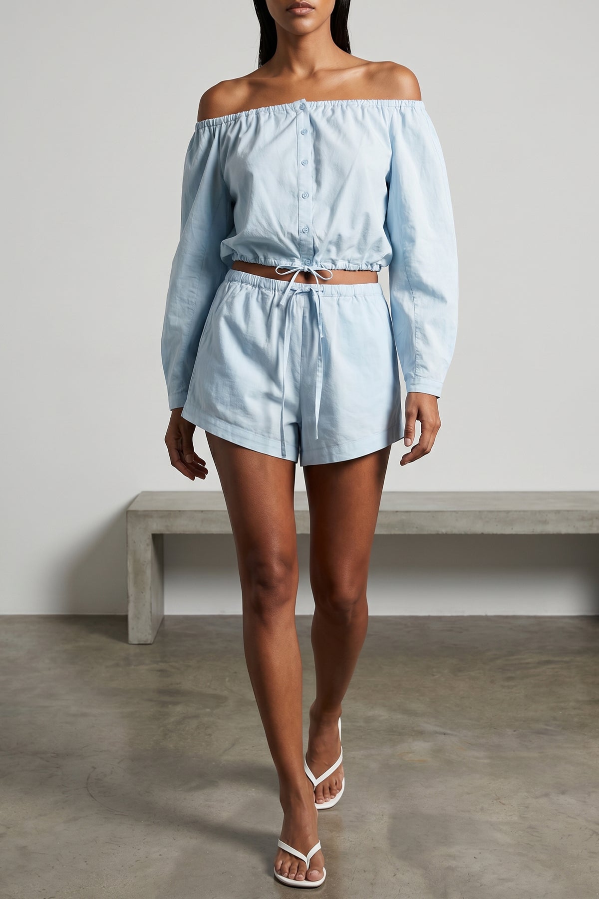 shorts in cotton poplin