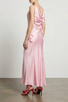 long maxi waterfall sleeveless dress in silk-effect fabric