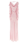 long maxi waterfall sleeveless dress in silk-effect fabric