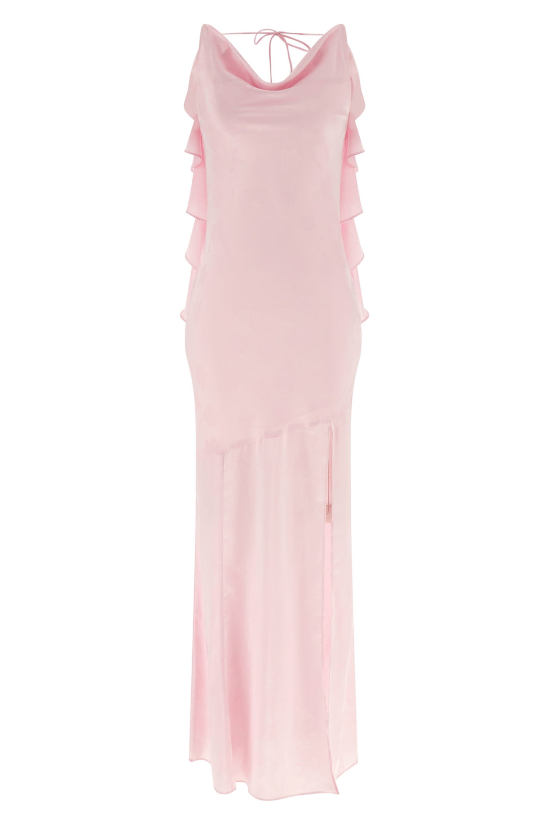 ROTATE BIRGER CHRISTENSEN 34 long maxi waterfall sleeveless dress in silk-effect fabric