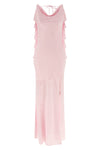 long maxi waterfall sleeveless dress in silk-effect fabric