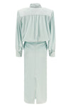 ruched long satin dress