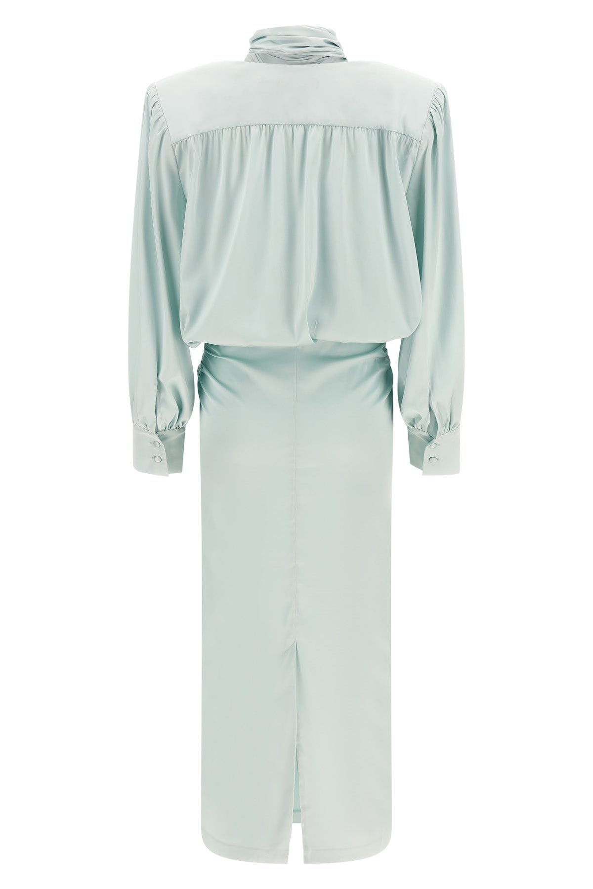 ruched long satin dress