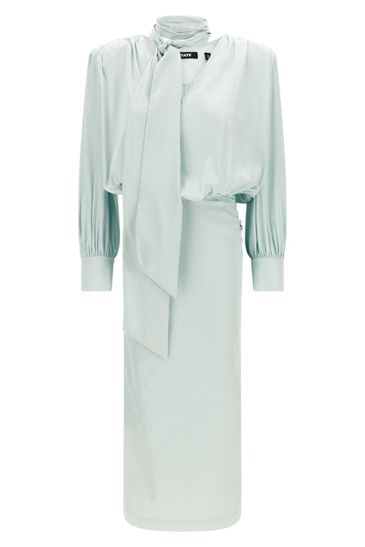 ruched long satin dress