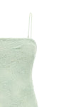 flower mesh flounce semi-transparent mesh midi dress