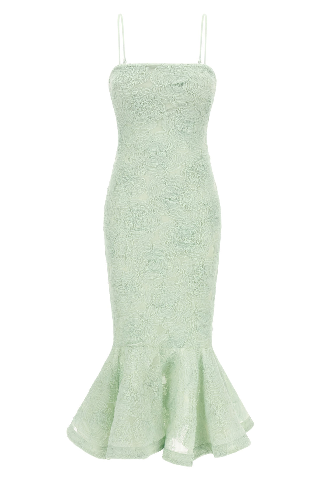 ROTATE BIRGER CHRISTENSEN 34 flower mesh flounce semi-transparent mesh midi dress