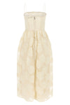 flower mesh midi semi-transparent mesh dress