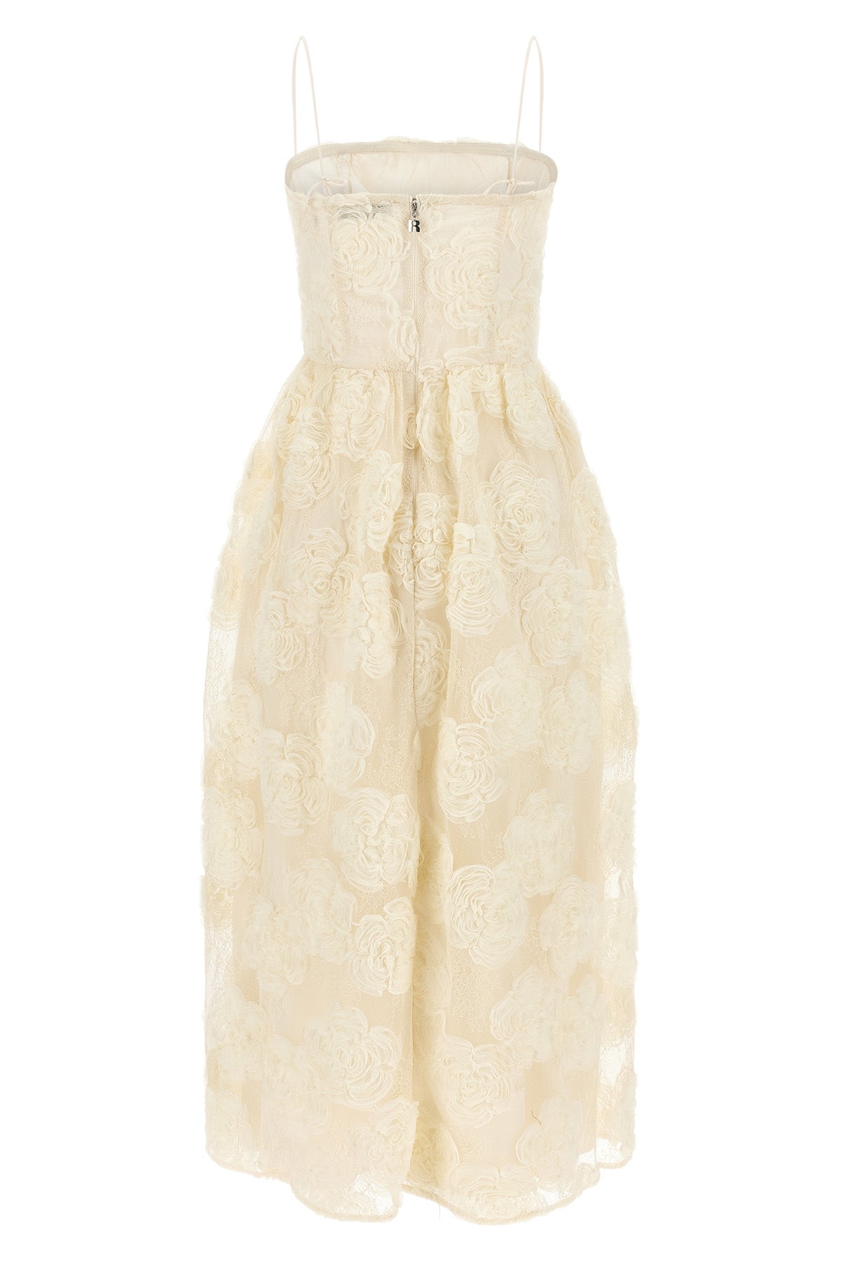 flower mesh midi semi-transparent mesh dress