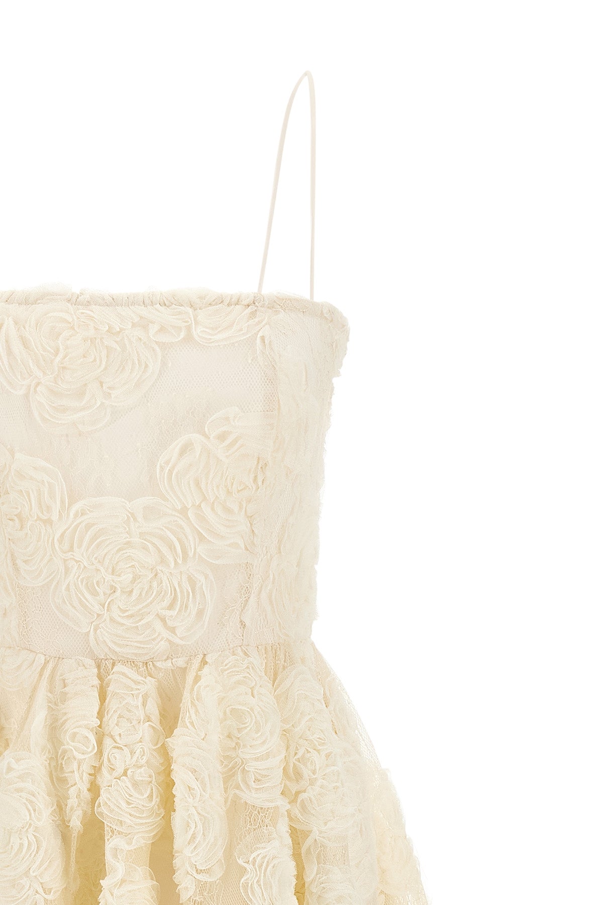 flower mesh midi semi-transparent mesh dress
