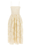 flower mesh midi semi-transparent mesh dress