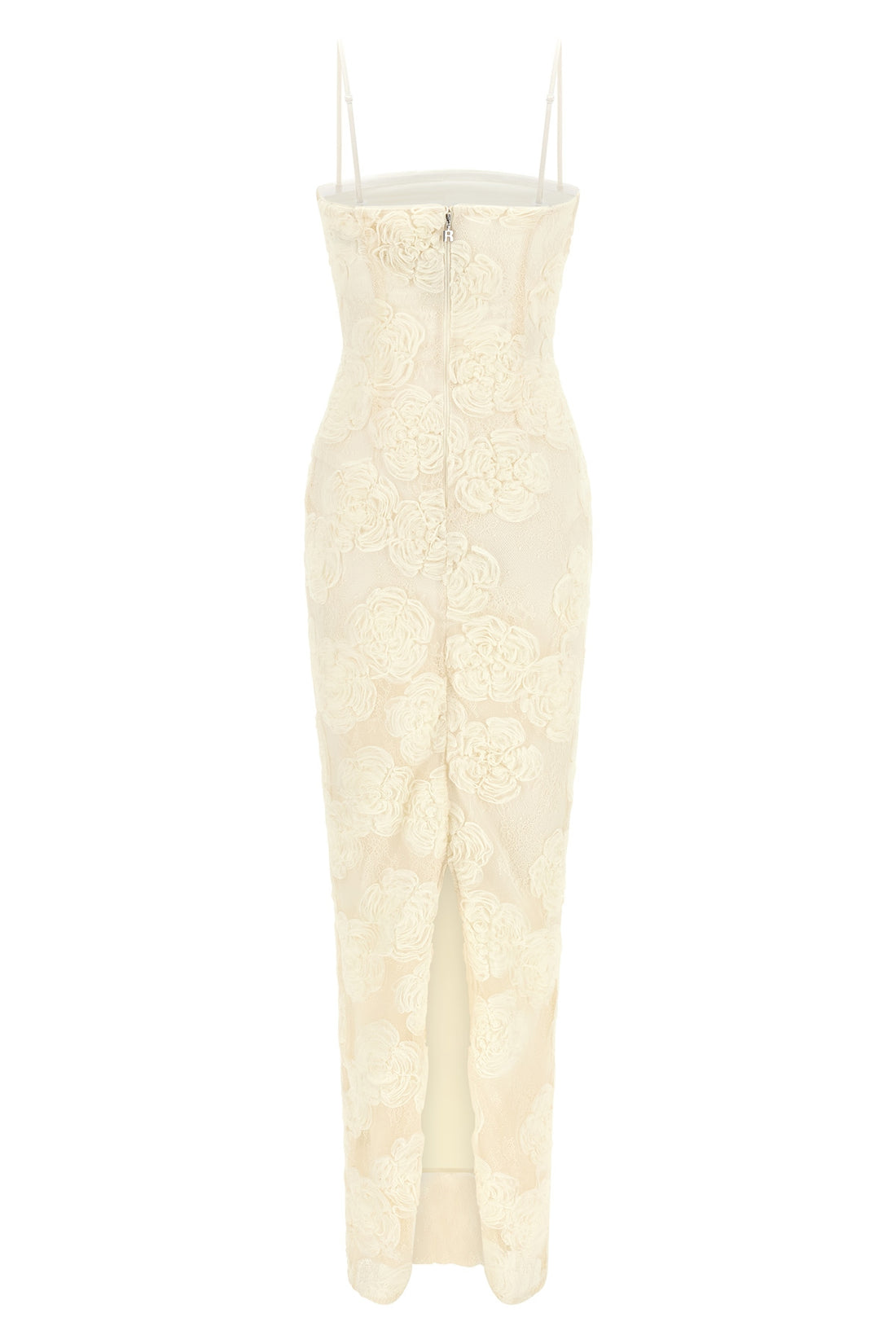 ROTATE BIRGER CHRISTENSEN 34 long flower mesh tube dress in semi-transparent mesh