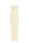 long flower mesh tube dress in semi-transparent mesh