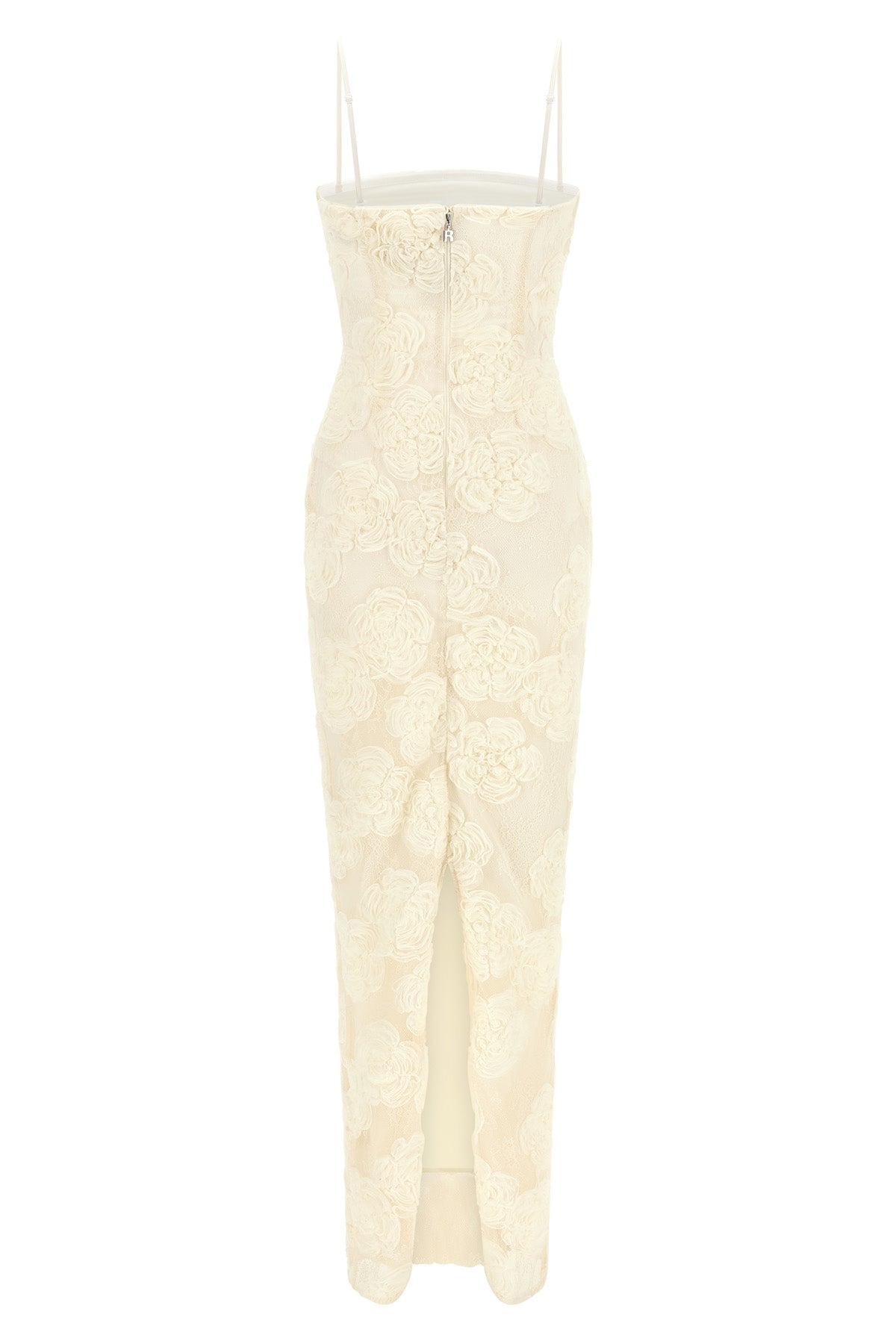 long flower mesh tube dress in semi-transparent mesh