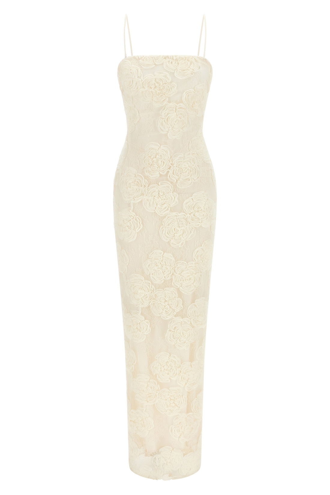 ROTATE BIRGER CHRISTENSEN 34 long flower mesh tube dress in semi-transparent mesh