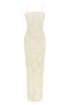 long flower mesh tube dress in semi-transparent mesh