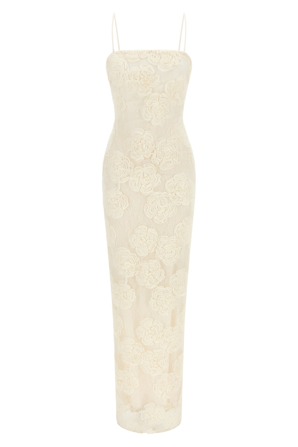 long flower mesh tube dress in semi-transparent mesh