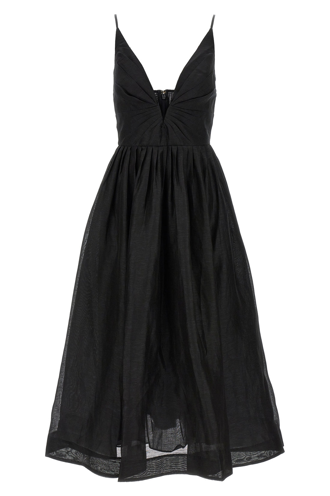 ZIMMERMANN 4 illustration v neck midi dress in starched linen and silk blend