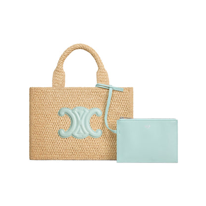 CELINE Small Cabas Thais Raffia Shoulder Bag – Beige