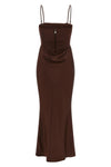corsage long satin dress