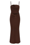 corsage long satin dress
