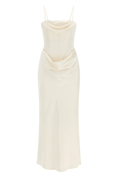 corsage long satin dress